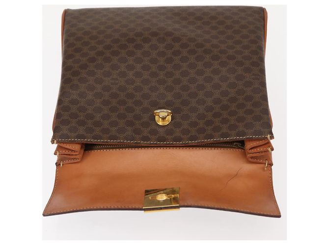 Céline Borsa a mano in tela Macadam CELINE in pelle PVC marrone oro Auth ep11633 D'oro - vista 18