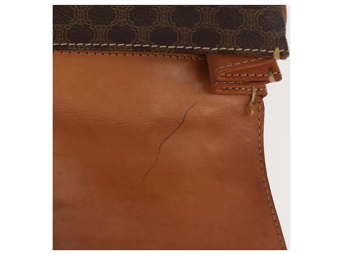 Céline Borsa a mano in tela Macadam CELINE in pelle PVC marrone oro Auth ep11633 D'oro - vista 19