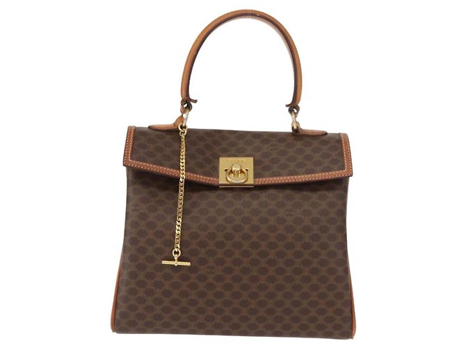 Céline Borsa a mano in tela Macadam CELINE in pelle PVC marrone oro Auth ep11633 D'oro - vista 2