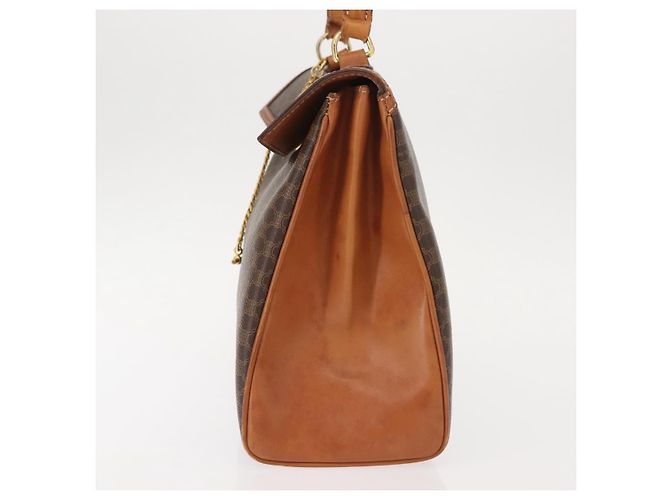 Céline Borsa a mano in tela Macadam CELINE in pelle PVC marrone oro Auth ep11633 D'oro - vista 4