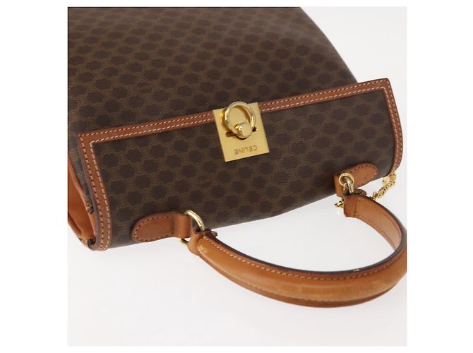 Céline Borsa a mano in tela Macadam CELINE in pelle PVC marrone oro Auth ep11633 D'oro - vista 6
