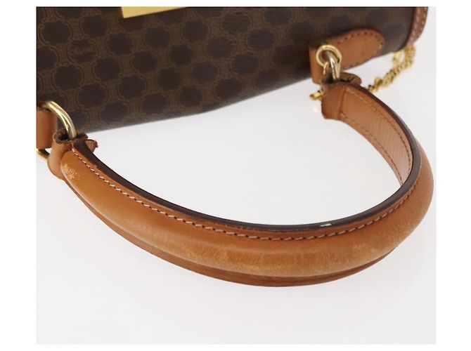 Céline Borsa a mano in tela Macadam CELINE in pelle PVC marrone oro Auth ep11633 D'oro - vista 7