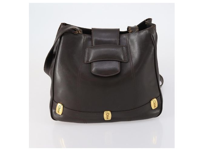 Chloé Borsa Chloe HUNTING WORLD in pelle 2 pezzi blu navy marrone Auth gh1181 - vista 2