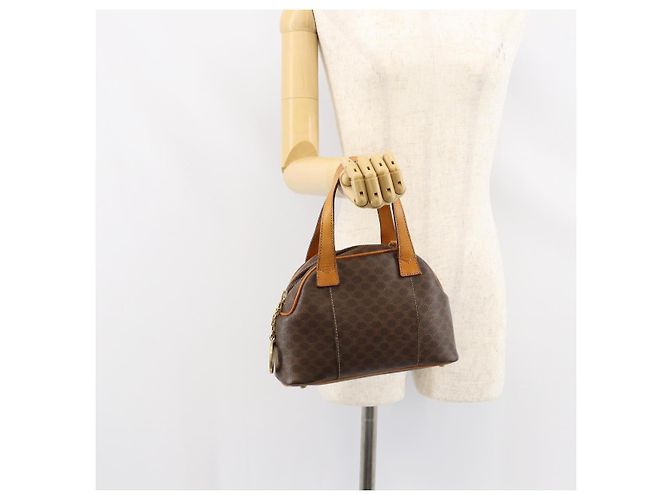 Céline Borsa a mano in tela Macadam CELINE in pelle PVC marrone oro Auth ep11630 D'oro - vista 21