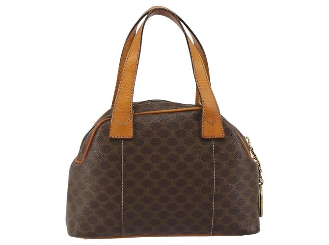 Céline Borsa a mano in tela Macadam CELINE in pelle PVC marrone oro Auth ep11630 D'oro - vista 3