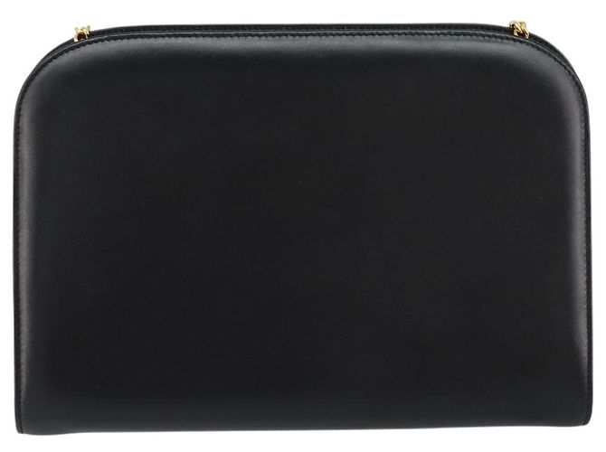 Bolsa de Ombro em Couro Gancini Chain Salvatore Ferragamo Preto Dourado Auth BA7978 - vista 2