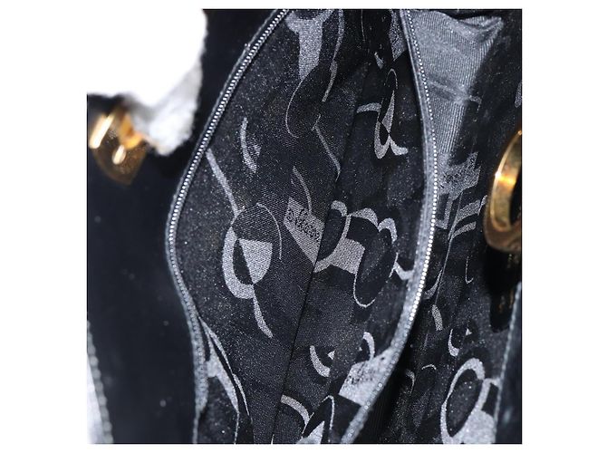 Bolsa de Ombro em Couro Gancini Chain Salvatore Ferragamo Preto Dourado Auth BA7978 - vista 20