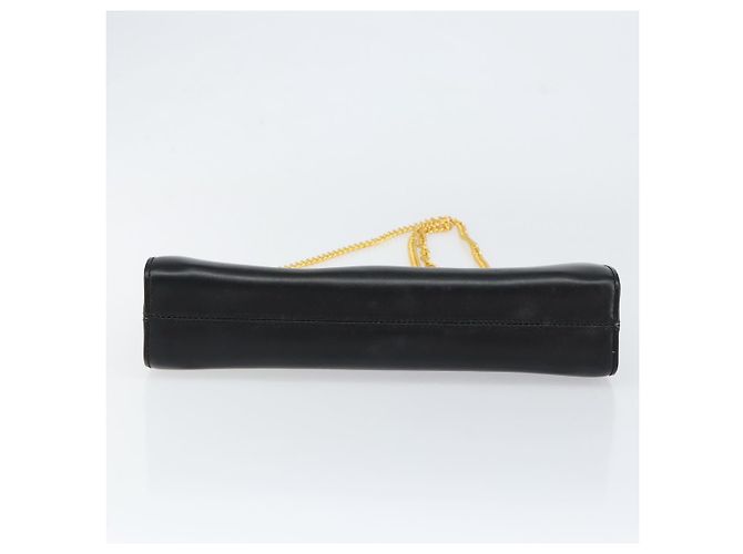 Bolsa de Ombro em Couro Gancini Chain Salvatore Ferragamo Preto Dourado Auth BA7978 - vista 5
