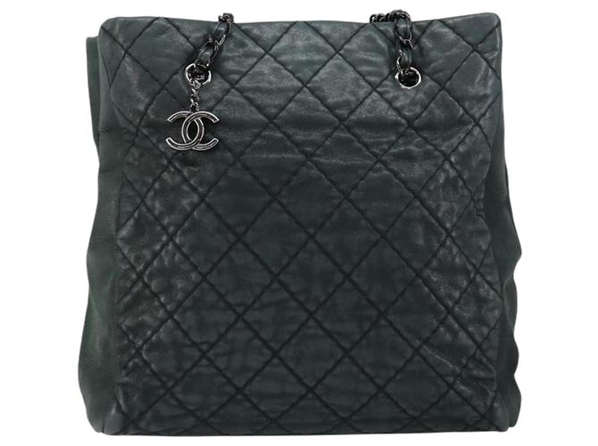 CHANEL Borsa a Spalla Wild Stitch con Catena in Tela Verde CC Auth 148380 - vista 13