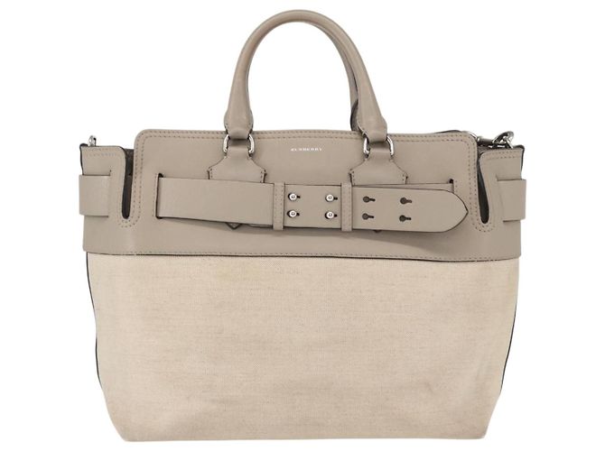 BURBERRY Mittelgroße Gürteltasche aus Canvas 2-in-1 Beige Silber Auth 149727 - vista 13