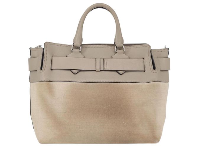 BURBERRY Mittelgroße Gürteltasche aus Canvas 2-in-1 Beige Silber Auth 149727 - vista 2