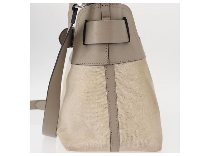 BURBERRY Mittelgroße Gürteltasche aus Canvas 2-in-1 Beige Silber Auth 149727 - vista 3
