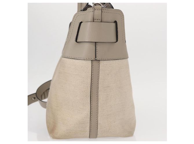 BURBERRY Mittelgroße Gürteltasche aus Canvas 2-in-1 Beige Silber Auth 149727 - vista 4