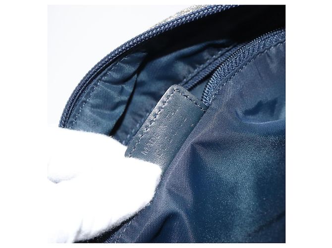 Christian Dior Trotter Canvas Schultertasche Navy Silber authentisch bs30973 Marineblau - Ansicht 12