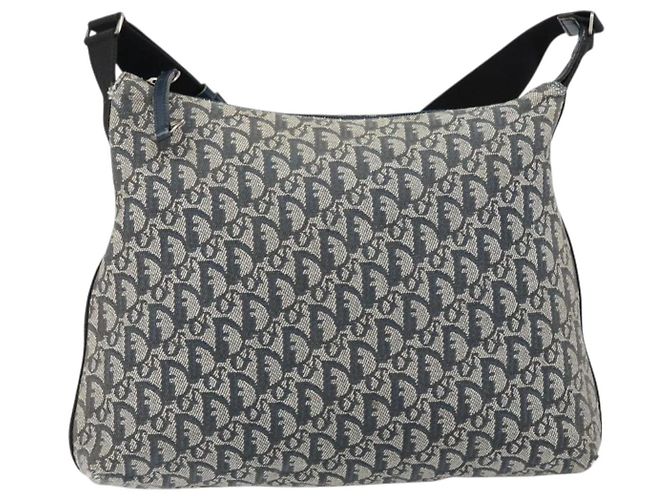 Christian Dior Trotter Canvas Schultertasche Navy Silber authentisch bs30973 Marineblau - Ansicht 13