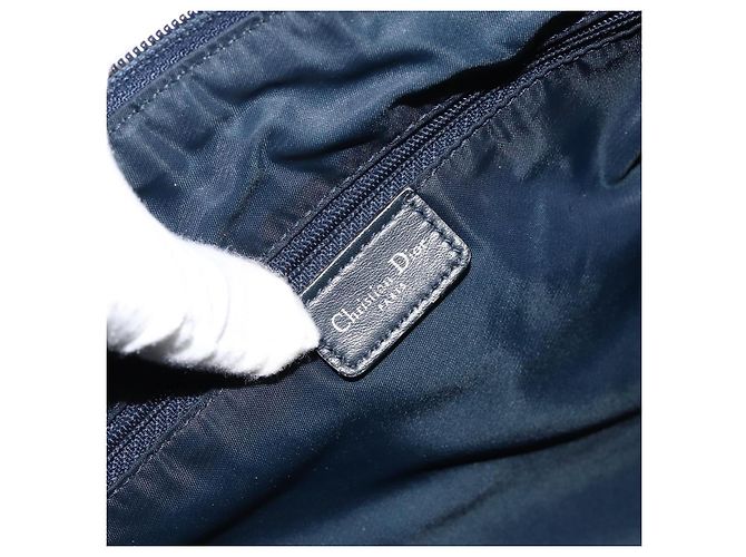 Christian Dior Trotter Canvas Schultertasche Navy Silber authentisch bs30973 Marineblau - Ansicht 18