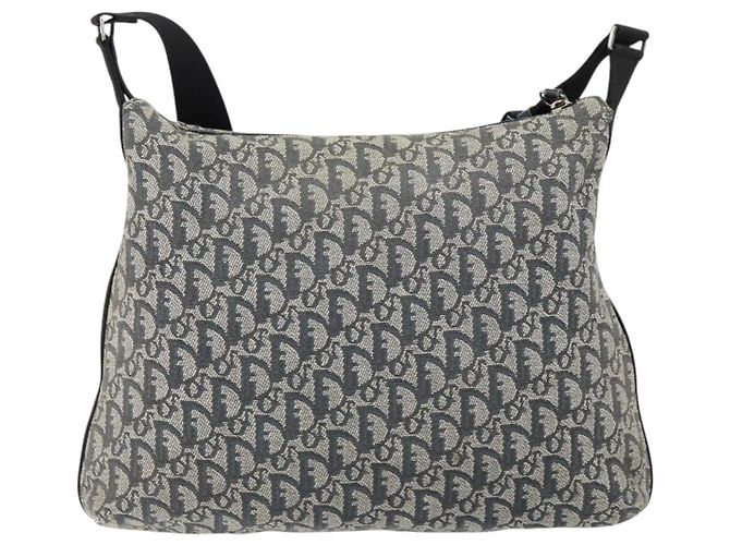 Christian Dior Trotter Canvas Schultertasche Navy Silber authentisch bs30973 Marineblau - Ansicht 2