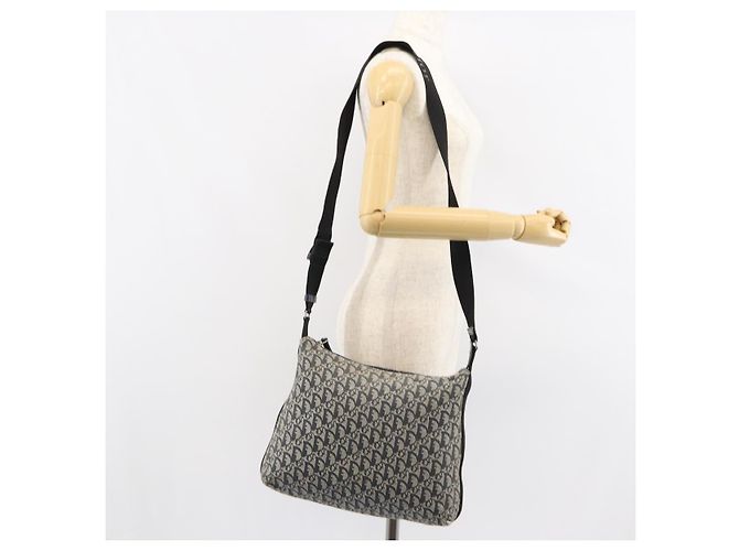 Christian Dior Trotter Canvas Schultertasche Navy Silber authentisch bs30973 Marineblau - Ansicht 23