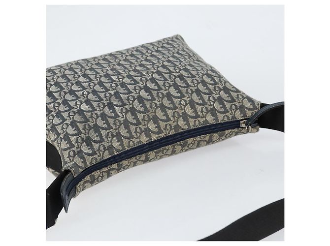 Christian Dior Trotter Canvas Schultertasche Navy Silber authentisch bs30973 Marineblau - Ansicht 6