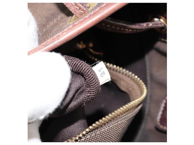 Borsa a Spalla PRADA in Tela Marrone Scuro Oro Auth ka080 D'oro - vista 11