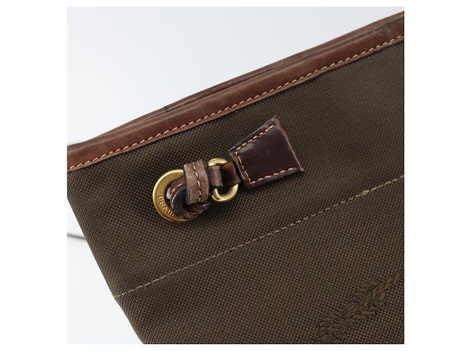 Borsa a Spalla PRADA in Tela Marrone Scuro Oro Auth ka080 D'oro - vista 18