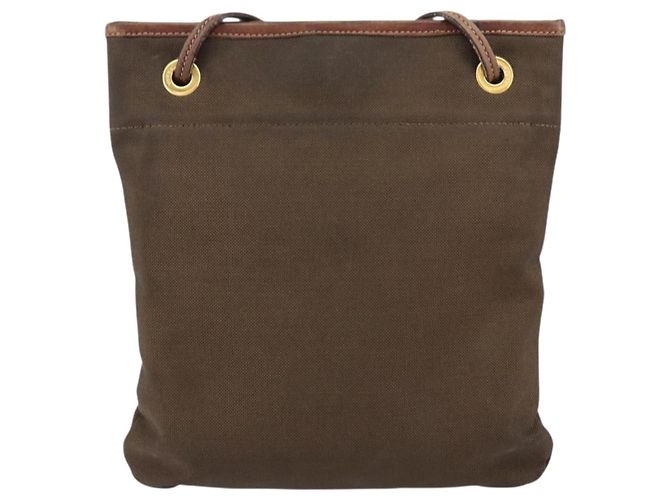 Borsa a Spalla PRADA in Tela Marrone Scuro Oro Auth ka080 D'oro - vista 2