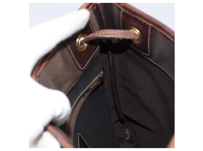 Borsa a Spalla PRADA in Tela Marrone Scuro Oro Auth ka080 D'oro - vista 20