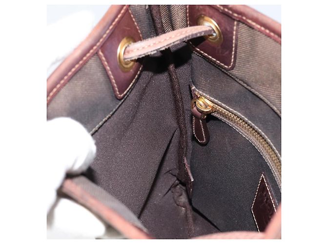 Borsa a Spalla PRADA in Tela Marrone Scuro Oro Auth ka080 D'oro - vista 21