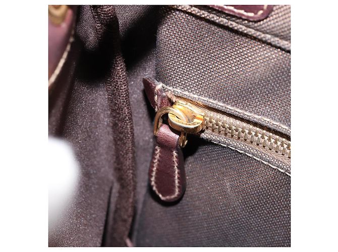 Borsa a Spalla PRADA in Tela Marrone Scuro Oro Auth ka080 D'oro - vista 22