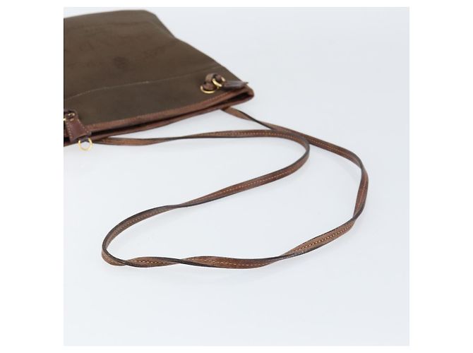 Borsa a Spalla PRADA in Tela Marrone Scuro Oro Auth ka080 D'oro - vista 7