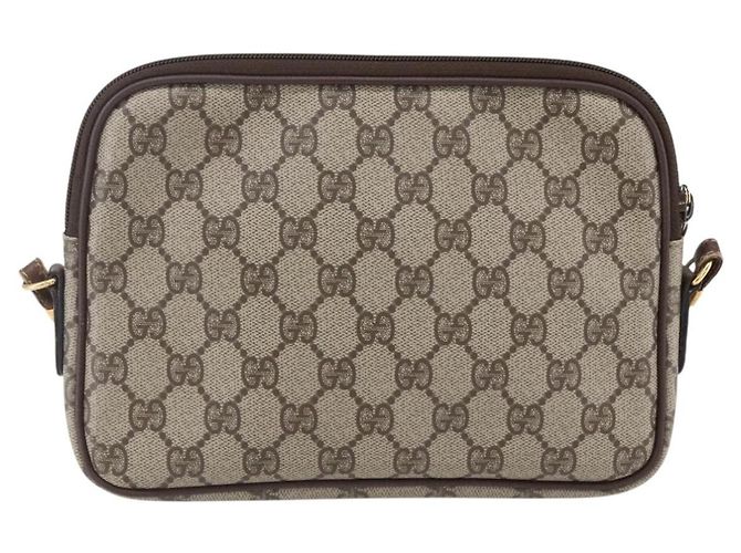 Gucci Borsa a Spalla GG Supreme in PVC Pelle Beige Oro 007 14 6428 Auth SW1761 - vista 2