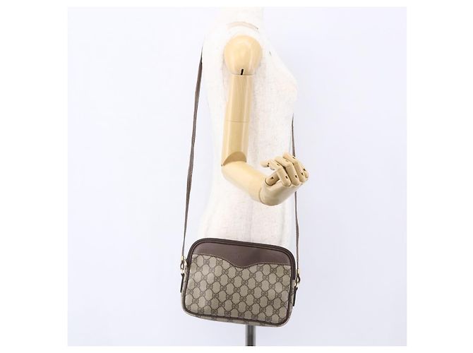 Gucci Borsa a Spalla GG Supreme in PVC Pelle Beige Oro 007 14 6428 Auth SW1761 - vista 21