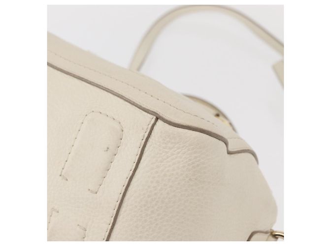 Borsa a mano Vala in pelle 2 in 1 bianca e oro Auth BA7669 di Salvatore Ferragamo Bianco D'oro - vista 16