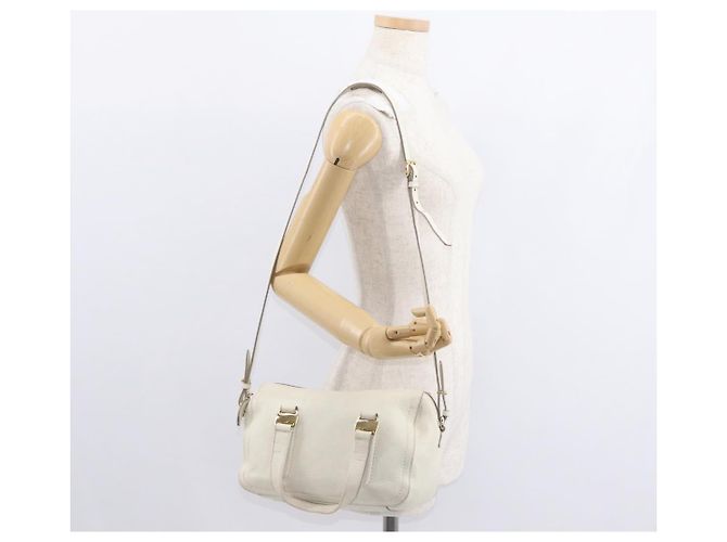 Borsa a mano Vala in pelle 2 in 1 bianca e oro Auth BA7669 di Salvatore Ferragamo Bianco D'oro - vista 26