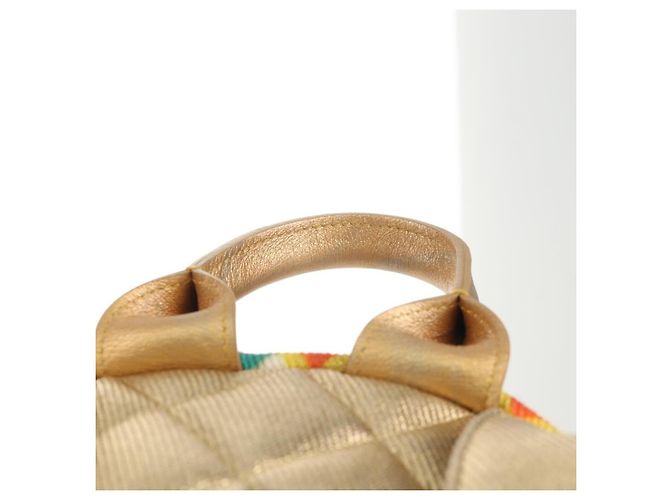 CHANEL Graffiti Backpack Canvas Gold CC Auth 148460SAM Golden - view 15