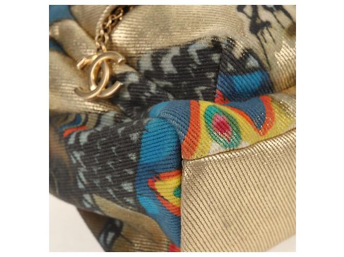 CHANEL Graffiti Backpack Canvas Gold CC Auth 148460SAM Golden - view 17