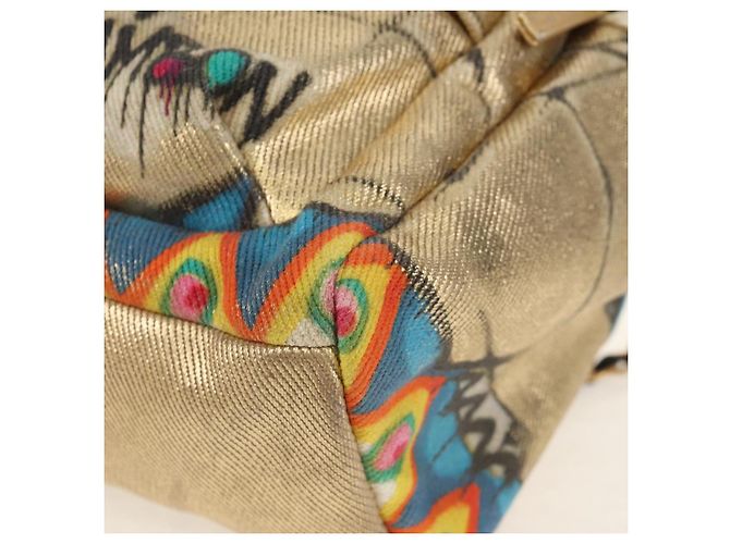 CHANEL Graffiti Backpack Canvas Gold CC Auth 148460SAM Golden - view 18