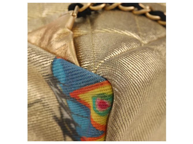 CHANEL Graffiti Backpack Canvas Gold CC Auth 148460SAM Golden - view 19