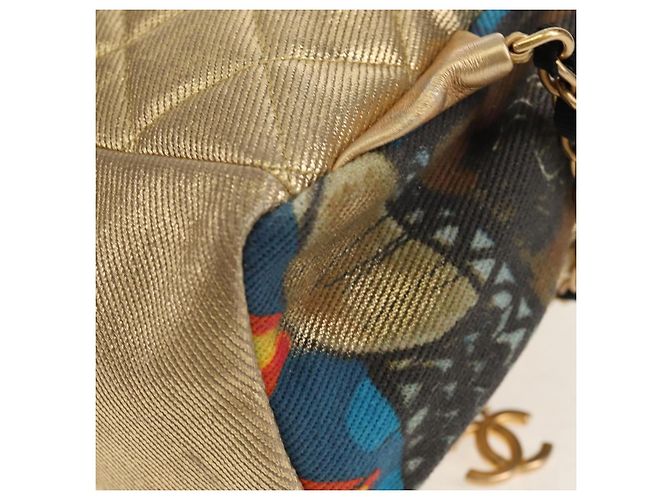 CHANEL Graffiti Backpack Canvas Gold CC Auth 148460SAM Golden - view 20