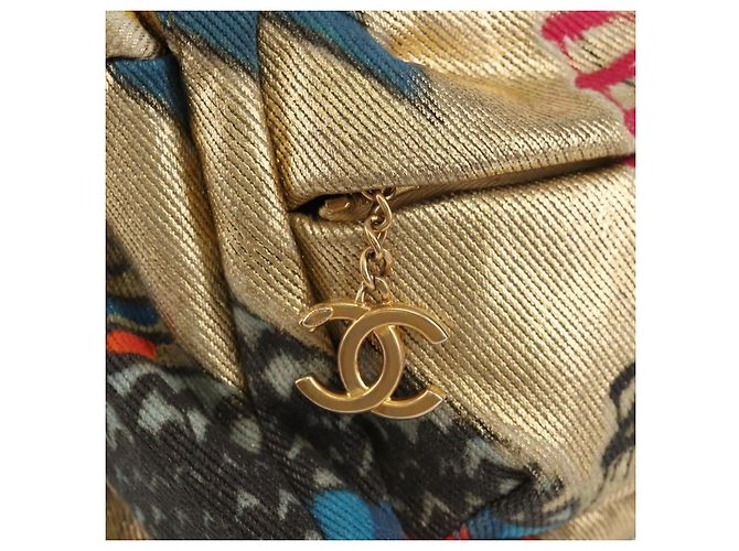 CHANEL Graffiti Backpack Canvas Gold CC Auth 148460SAM Golden - view 21
