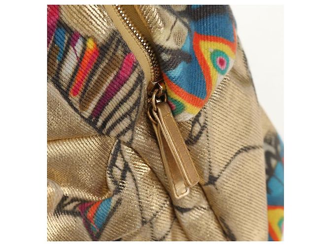 CHANEL Graffiti Backpack Canvas Gold CC Auth 148460SAM Golden - view 23