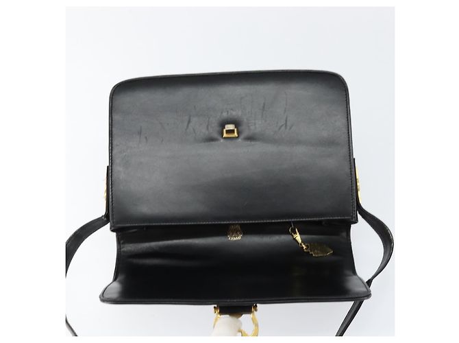 Borsa a spalla in pelle nera e oro della linea Sherry di GUCCI Auth SW1764 Nero D'oro - vista 11