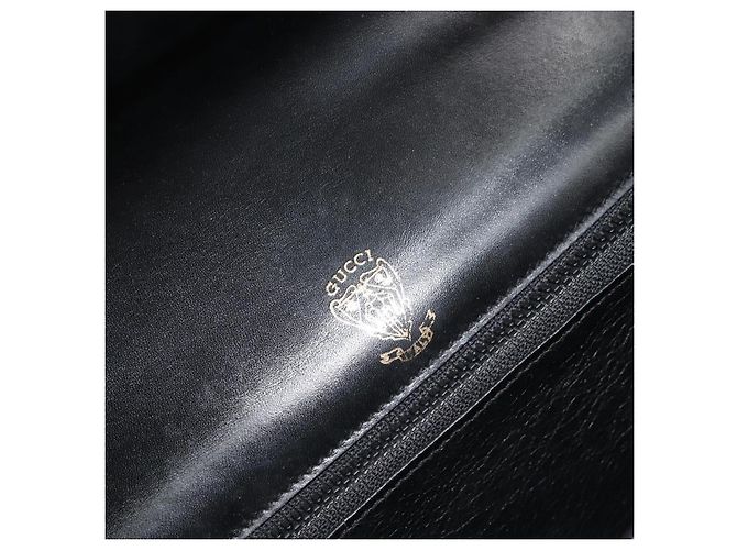 Borsa a spalla in pelle nera e oro della linea Sherry di GUCCI Auth SW1764 Nero D'oro - vista 19