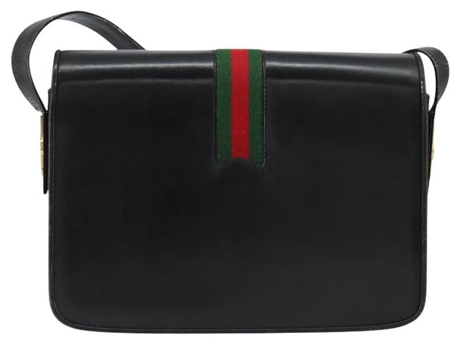 Borsa a spalla in pelle nera e oro della linea Sherry di GUCCI Auth SW1764 Nero D'oro - vista 2