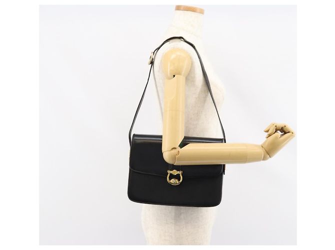 Borsa a spalla in pelle nera e oro della linea Sherry di GUCCI Auth SW1764 Nero D'oro - vista 24