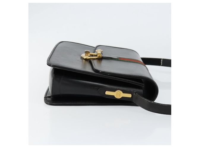 Borsa a spalla in pelle nera e oro della linea Sherry di GUCCI Auth SW1764 Nero D'oro - vista 3