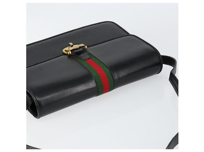 Borsa a spalla in pelle nera e oro della linea Sherry di GUCCI Auth SW1764 Nero D'oro - vista 6