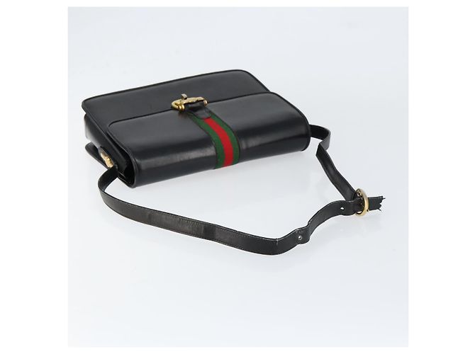 Borsa a spalla in pelle nera e oro della linea Sherry di GUCCI Auth SW1764 Nero D'oro - vista 7