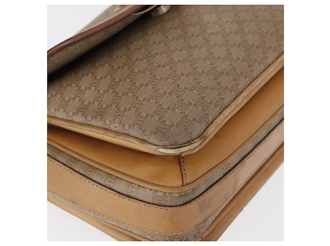 Céline Borsa a Spalla in Tela Macadam CELINE PVC Beige Oro Auth 152108 D'oro - vista 14