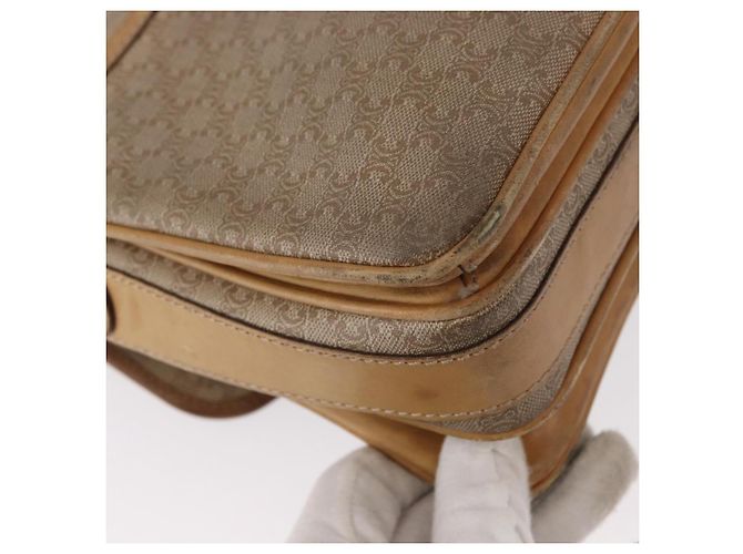 Céline Borsa a Spalla in Tela Macadam CELINE PVC Beige Oro Auth 152108 D'oro - vista 16
